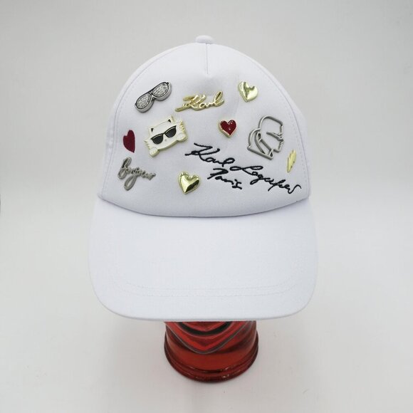 NWT Karl Lagerfeld Paris Women/Men Cate Pins Baseball Cap in White $58.00 - Picture 6 of 16